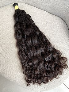 Cabelo Brasileiro do Sul Cacheado Natural Castanho Médio 58cm 140g