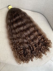 Cabelo Brasileiro do Sul Cacheado Natural Loiro Escuro 56cm 230g