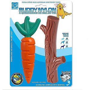 Brinquedo Buddy Toys Nylon Kit Queridinhos Cenoura e Graveto para Cães