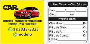 ADESIVO TROCA DE ÓLEO 4X1 COLOR FRENTE E VERSO P&B 500 UNIDADES