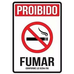 PLACA DE SINALIZAÇÃO PROIBIDO FUMAR EM PVC