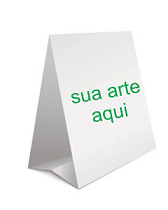 DISPLAY PERSONALIZADO COUCHÊ 250G DE MESA TRIÂNGULO PACOTE 10 UNIDADES