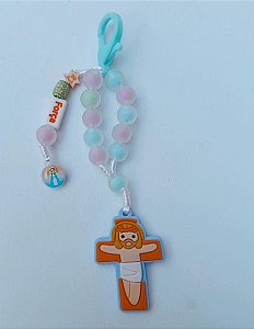 CHAVEIRO INFANTIL CRUZ BORRACHA PONTA /PLAQUINHA