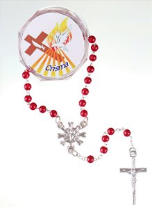 TERÇO PEROLA CRISMA VERMELHO CX