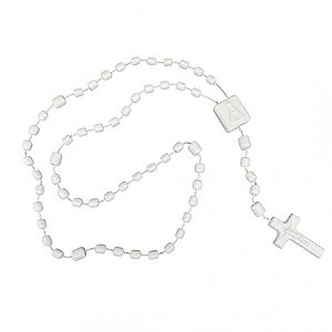 KIT C/12 UNIDADES TERÇO NYLON ARREDONDADO BRANCO