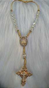 DEZENA CRISTAL 10MM APARECIDA DOURADA STRASS