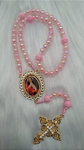 TERÇO CORDAO TREVO FOTO DOURADO CRUZ MD STRASS- TEREZINHA