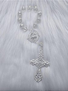 DEZENA NOIVA CRISTAL CORAÇAO STRASS PRATA