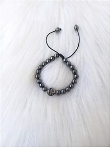PULSEIRA HEMATITA 8MM SB GD METAL