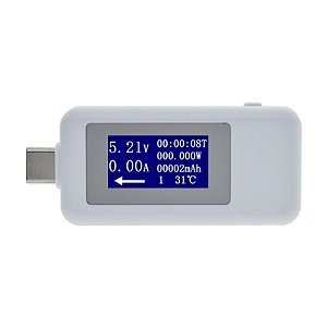 Kit 10 em 1 DC Digital Voltímetro e Amperímetro para Teste USB-c - KWS-1802C Branco