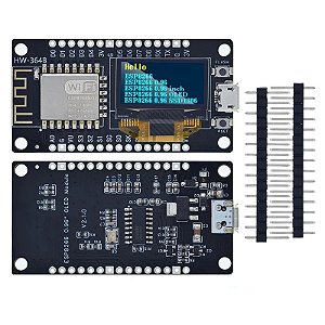 NodeMCU - Placa de Desenvolvimento com Display OLED, Módulo WiFi, USB Tipo C, 0,96", CH340, ESP-12F, Arduino, Micropython, ESP8266 V3 - MICRO USB