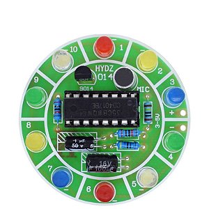 Kit de Luz LED Giratória Controlada por Voz com CD4017 - Fabricação Eletrônica DIY - Peças Sobressalentes para Laboratório Estudantil