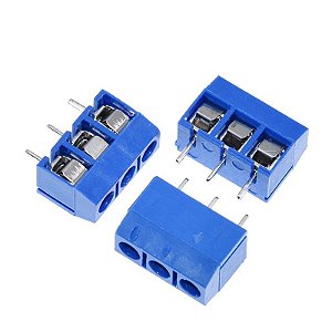 Conjunto de 10 Bornes para Conexão de 3 Pinos KF301 - 5.0mm - Azul