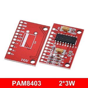 Mini Placa Amplificadora Digital PAM8403 Vermelho