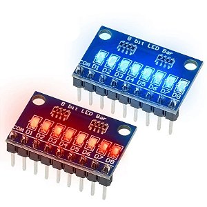 Kit módulo led indicador 3.3v 5v 8 bit - Cátodo Vermelho - Com PIN