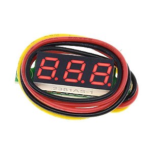 Medidor digital do painel de tensão voltímetro 0.28 3 fios vermelho