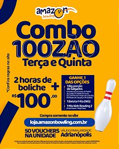 ADR - PROMO DE AGOSTO 100ZÃO - 02 horas de Boliche + Itens de sua escolha *Consulte as regras na descrição*
