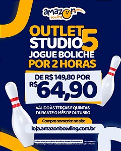 OUTLET STUDIO 5: Promo de Outubro - 02 horas de Boliche DE R$149,80 POR APENAS R$64,90 *Consulte as regras na descrição*
