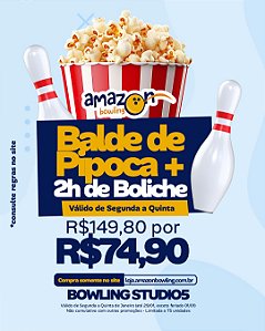 STUDIO 5: Compre 02 horas de Boliche e ganhe 02 baldes de pipoca DE R$149,80 POR APENAS R$74,90 *Consulte as regras na descrição*
