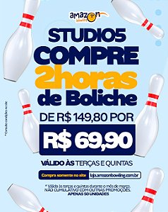 STUDIO 5 - MARÇO: Compre 02 horas de Boliche DE R$149,80 POR APENAS R$69,90 *Consulte as regras na descrição*