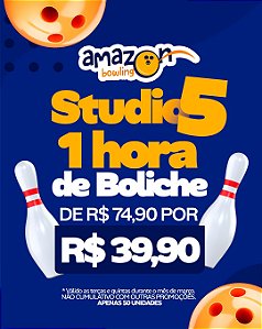 STUDIO 5 - MARÇO: Compre 01 hora de Boliche DE R$74,90 POR APENAS R$39,90 *Consulte as regras na descrição*