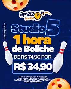 STUDIO 5 - PROMO ABRIL: Compre 01 hora de Boliche DE R$74,90 POR APENAS R$39,90 *Consulte as regras na descrição*