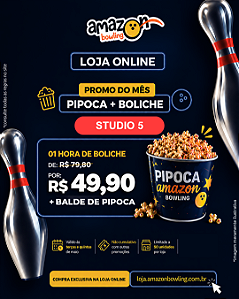 STUDIO 5 - Compre 01 hora de boliche e ganhe 01 balde de pipoca de R$79,80 por R$49,90 *Consulte as regras na descrição*