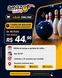 SUMAÚMA - CLIQUE BOWLING JULHO: Compre 01 Hora de Boliche com desconto e por apenas R$44,90 *Consulte as regras na descrição*