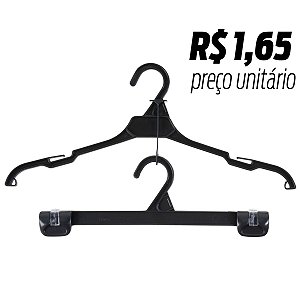 Kit Cabide Adulto ref. 3356 + Pino Interligador + Cabide ref. 5748 Preto - 200 KITS