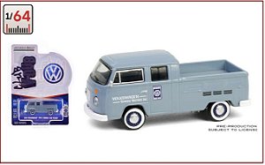 Kombi Pick up cinza de serviço - Greenlight - Escala 1/64 - Metal e pneus de borracha