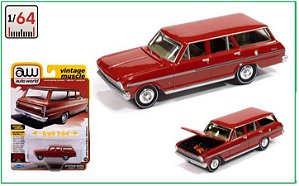 Chevy Nova II - Wagon - AW Auto World - Escala 1/64 - Metal, abre capô e pneus de borracha