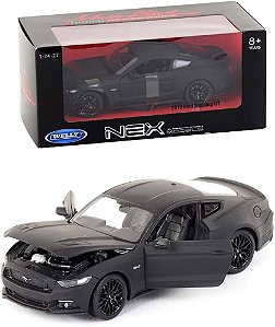 Ford Mustang 2015 GT - Matte Black - Escala 1/24 - Welly NEX