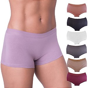 Kit 6  Cueca Boxer Feminina Invisível