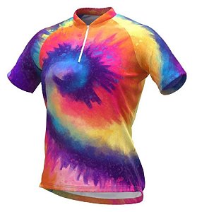 Camisa De Ciclismo Feminina Espiral Tie Dye