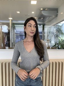 BLUSA DECOTE V MANGA LONGA