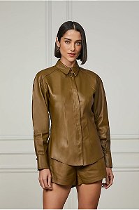 Camisa De Couro Classica Acinturada