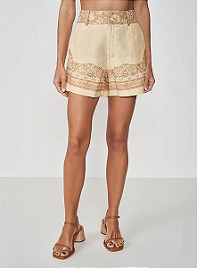 Short Alfaiataria Com Linho Estampado