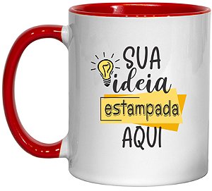 CANECA COM INTERIOR E ALÇA COLORIDA - VERMELHO