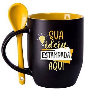 CANECA MÁGICA COM INTERIOR E COLHER COLORIDA