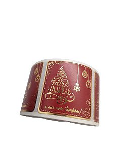 25 Unid. Adesivo Feliz Natal 5x5cm Vermelho Intenso