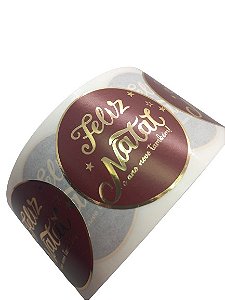 25 Unid. Adesivo Feliz Natal Redondo Vm Intenso 5cm