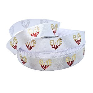 Fita Cetim Premium 22MM Eu te Amo  - cor Branca
