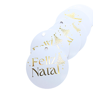 Tag 6cm Redondo Natal - Pacote 24un