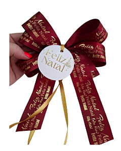 Pc. 5 unid - Laços de Cetim cor Vinho com Tag