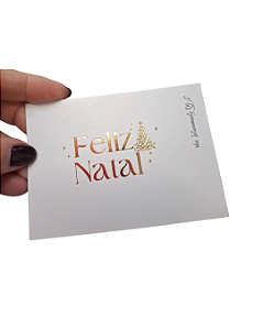25 Unid. - Cartão Feliz Natal - impressão Hot Stamping