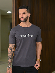CAMISETA PREMIUM CINZA CHUMBO DETALHE EM RELEVO