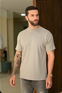 Camiseta Premium Canelada Cinza Bordado Computadorizado