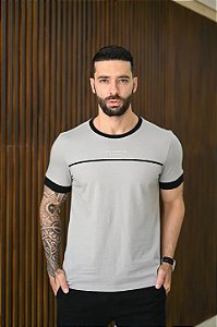 Camiseta Premium Algodão Cinza com Preto Menegotti