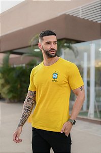 Camiseta Brasil Amarelo Brasão