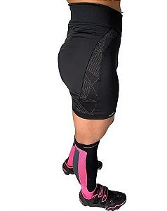 BERMUDA ELITE CICLISTICA BIKE FEMININA  PRETO/REFLETIDO GG